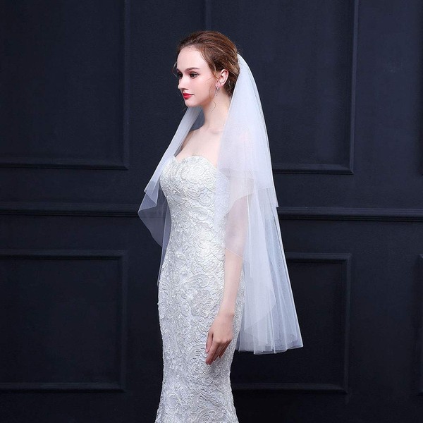 Ursumy Layered Wedding Veil Hip Length Veil 2 Tier Soft