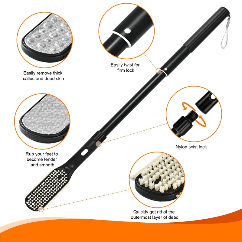 Gobiteli Toe Cleaning Brush, 18.8"-25.9" Telescopic Long Handle Foot Brush,Foot