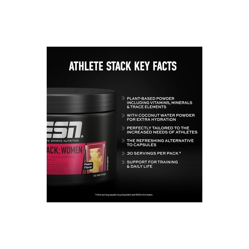 ESN Athlete Stack Women Powder, 390 g Powder, Peach
