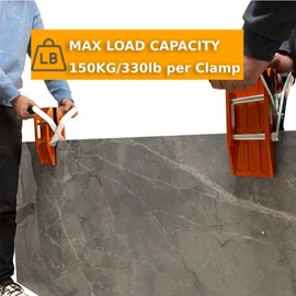 High Eagle 2 Pack Double Handed Stone Carrying Clamps Granite Panel Lifter Tools Rubber-lined for Lifting Quartz Worktop Slab Marble Glass 660lbs Loaded