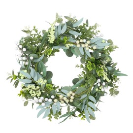 Oweisong Spring Summer Wreaths for Front Door Green Eucalyptus Welcome Wreaths Artificial Door Decor Hanging for Indoor Outdoor 18in