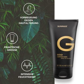 Sunmaxx SUNMAXX Gold Cashmere Balm perfect pre-tan care -Black Edition- Anti-aging tanning accelerator without self-tanner, woody scent, medium tan, dermatologically tested, for all skin types, 150 ml