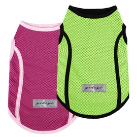 2 Pack Shirts for Dog Quick Dry Vest Boy Girl Summer, Puppy T-Shirt with Reflective Strip Sun Protection Sleeveless Cool Clothes, Breathable Cat Tank Top Pet Apparel (Pink and Green, S)