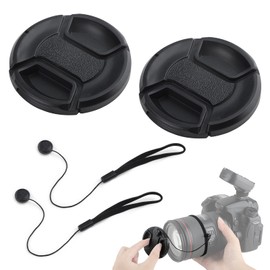 58mm Lens Cap Camera Front Lens Cap Cover 2 Pack with Leash Hole Bundle for Nikon Canon EOS 2000D 1300D 1200D 850D 800D 760D 750D 700D 650D 100D 200D 250D EF-S 18-55mm Lens DSLR Cameras