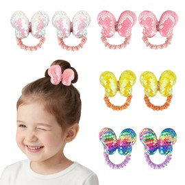Dalababa 8 Pcs Glitter Butterfly Hair Ties for Girls, Sequin Elastics Pigtail Ponytail Holders, Colorful Sparkle Shiny Hair Bobbles Bands Scrunchies Accessories Decoration for Toddlers Kids