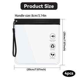 yolzhxe Pack of 4 Transparent Travel Bags, Waterproof Transparent Travel Bags, Toiletry Bag with Zipper, Cosmetic Bag, Storage Bags Made of Plastic, for Travel and Sports