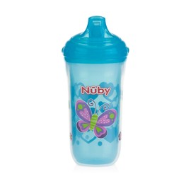 Nuby,Plastic Insulated No Spill Easy Sip Cup with Vari-Flo Valve Hard Spout, Girl, 3 Count,9 ounce