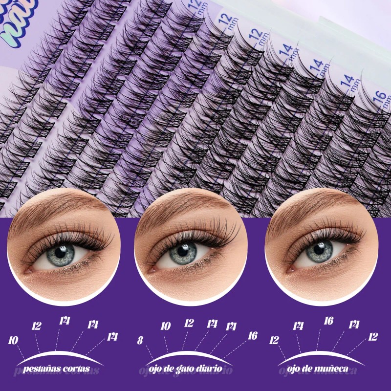 Extensiones De Pestañas Postizas Naturales B&q Kit Completo