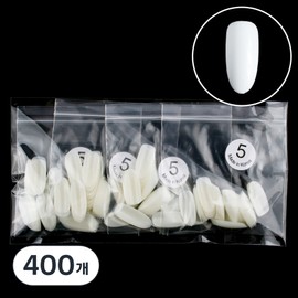 Elvia Nail Tips Oval No. 5, Natural, 400 pcs / 엘비아 네일팁 오발 5호, 내추럴, 400개