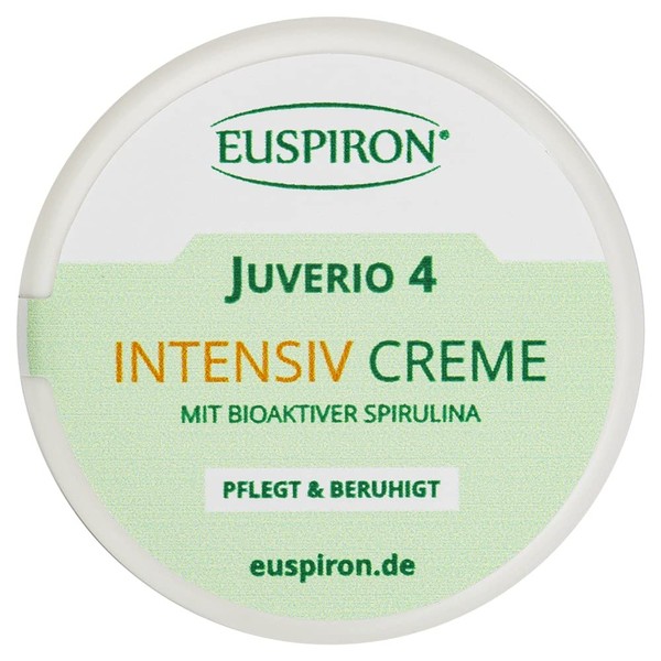 Juverio 4 Mini Intensive Cream with 4% Spirulina (5 ml) for Blemished and Dry Skin, Neurodermatitis, Psoriasis, Redness, Inflammation, Itching