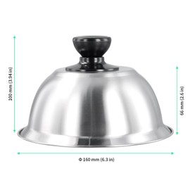 FUNSUEI 2 PCS Burger Covers, 16 x 10cm Silver Round Basting Covers, Burger Cloche for Griddle, Basting Covers, Cheeseburger Barbecue Steak