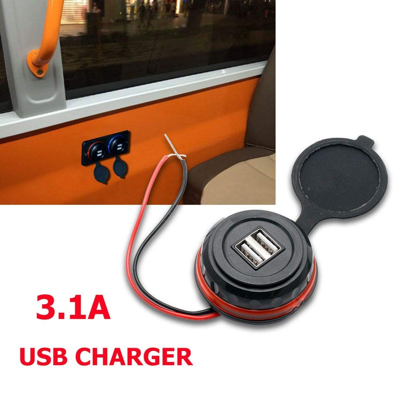 Riloer 12V 3.1A USB Car Charger Adapter 2 Port Socket