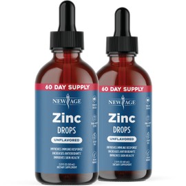 Liquid Zinc Drops for All Ages by NEW AGE - Zinc Sulfate for Immune Support, Vegan, Non-GMO & Gluten Free, 60 Day Supply, 2-Pack