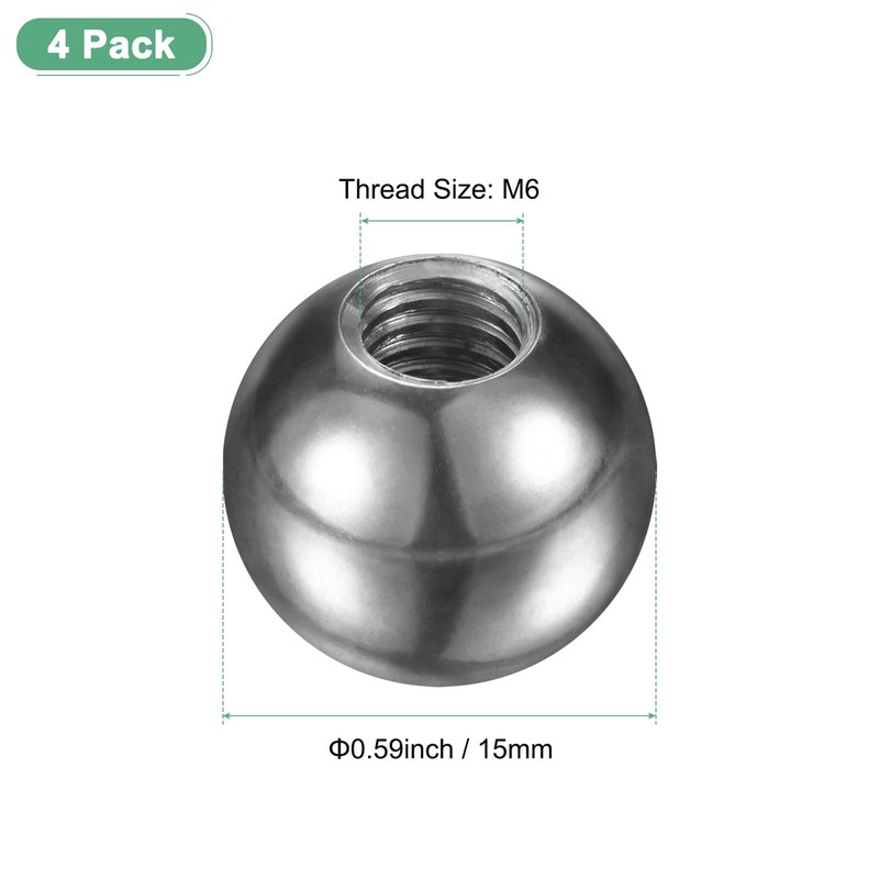 M METERXITY 4 Pcs Screwed Ball Nut Knobs M6x15mm 304