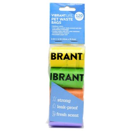 Vibrant Life 120 PET WASTE BAGS | RAINBOW COLORS FRESH SCENT DURABLE LEAK-PROOF