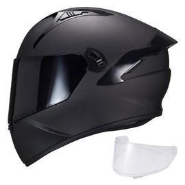 VCOROS Full Face Dual Visor Motorcycle Helmet for Adults Motorbike Street Bike Racing Helmets DOT Approved with Black Visor(X9 Matte Black,M)