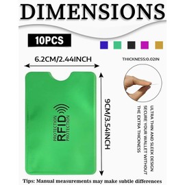 TPZORJX RFID Blocker Card Case, 5 Colours, Credit Card Case, Blocking Sleeves, RFID Card Protection Holder, Identity Theft Prevention for Women and Men, Pack of 10, 多色