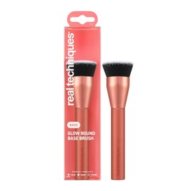REAL TECHNIQUES, Glow Round Base Brush, Brocha de Maquillaje, Ideal para Bases Líquidas y en Crema, Efecto Aerógrafo