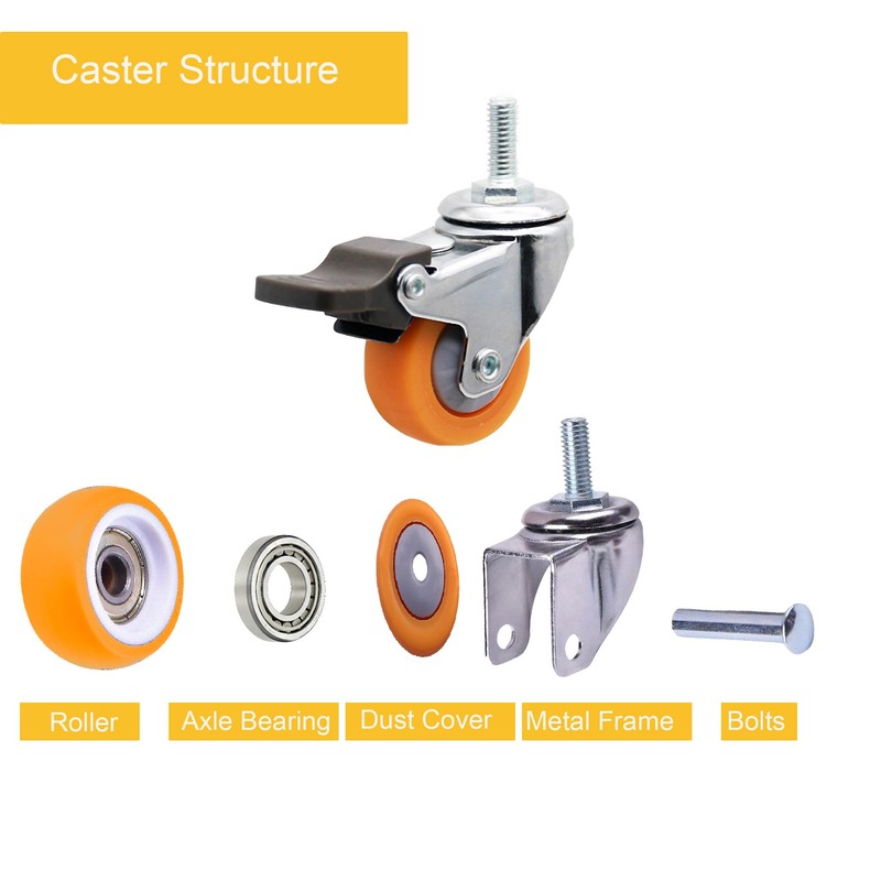 MyyYiTar 1.25" M6x15 Stem Casters Bolt Threaded Wheels,TPR Mute Rubber