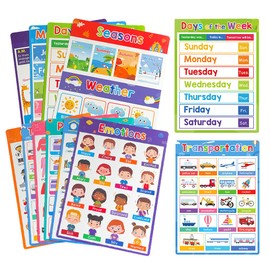 Lachilly Primer Fun Learning Chart Flash Cards - Perfect for Toddler Education, Pre-K and Kindergarten Learning Activities, Suitable for Autistic Children and Primary School Kids, 10 Sheets