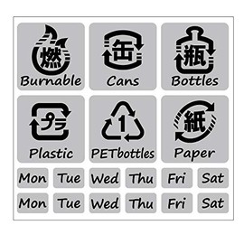 nc-smile Garbage Seal Sticker Resource Sorting Recycled Water Resistant Laminated Trash Can Dust Box Kitchen Kitchen Day Sticker (Metallic Silver, Handwritten Letters)