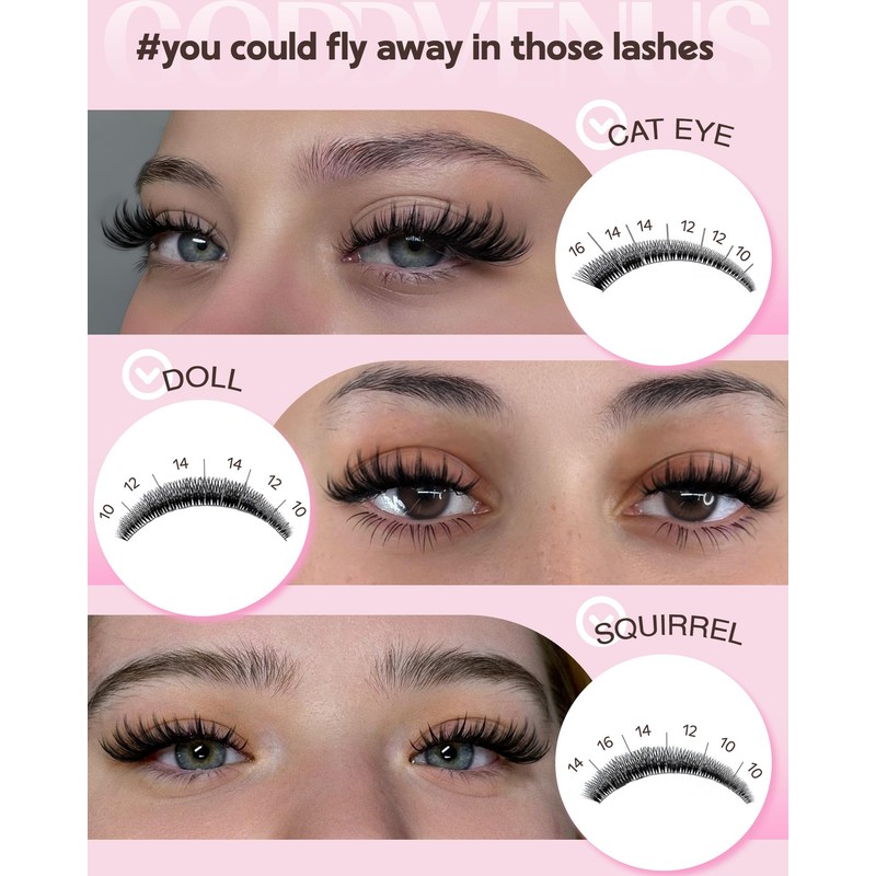 Fluffy Manga Lash Clusters Kit, Natural Wispy Cluster Eyelash Extensions,