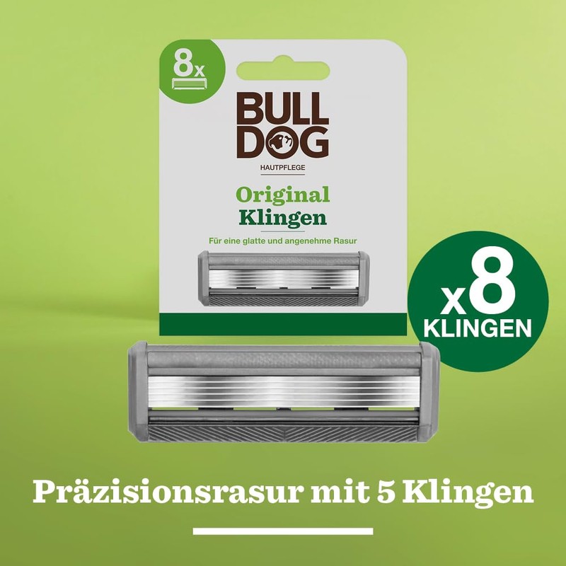 BULLDOG - Nassrasur für Männer | Original Rasierklingen | 8