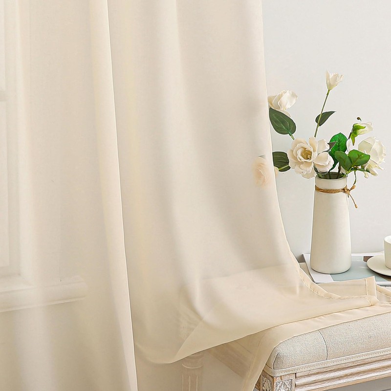 MIULEE 2 Panels Solid Color Sheer Window Curtains Elegant Window