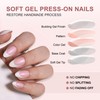 WAFOLOZE French Tip Press On Nails - White Almond Press