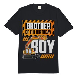 Vehicle Construction Excavator Brother of The Birthday Boy Comfort Colors Adult Heavyweight T-Shirt