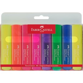 Faber-Castell 154662 - Estuche 8 Marcadores Fluorescentes Textliner 46 - Colores Multicolor Superfluorescentes.