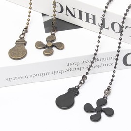 2 Pack Ceiling Fan Pull Chain Extender, 12 Inch Ceiling Fan Chain Pulls, Fan Pull Chain Extension with Fan and Bulb Ornaments, Pull Chains for Ceiling Fans and Lights, Bronze