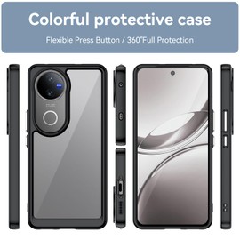 PENGPAI Funda para Vivo V50 5G Case Uso Rudo Acrílico Anti-Amarillo Carcasa Bumper Protector Antiarañazos Antigolpes Cover Transparente XC