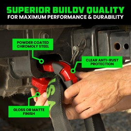 Rhino USA Super D Ring Shackles (2-Pack) - 70,548lb Break Strength – Heavy Duty 3/4" Clevis Shackle with 7/8 Pin for Towing & Off-Road Use - Pairs with Tow Strap for Vehicle Recovery (Red)