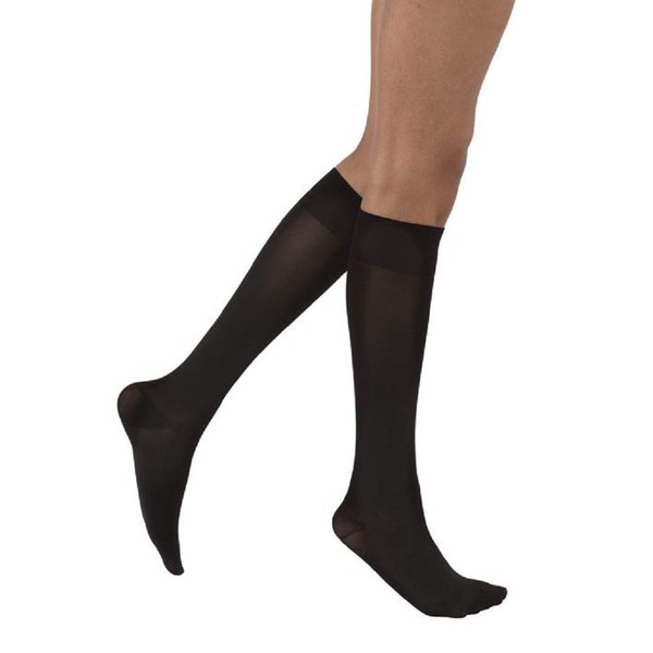 Jobst 115602 Opaque Knee Highs 15-20 mmHg - Size & Color- Classic Black LARGE PETITE