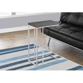 Monarch Specialties 3228, Chrome Accent Metal Base C Table, 18"L x 10"D x 25"H, Gray