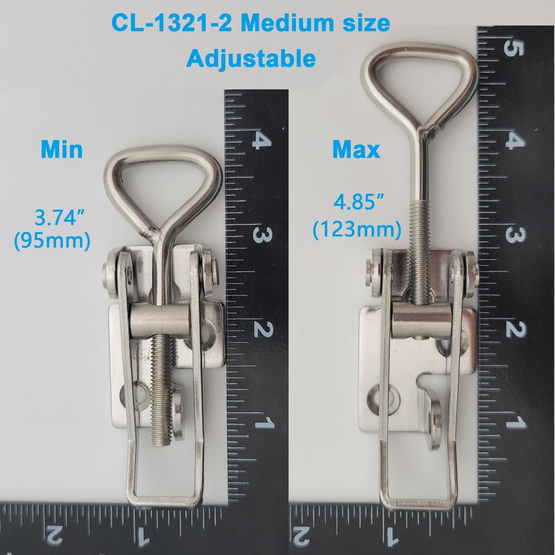 2 Pack OWACH Stainless Steel Adjustable Draw Latch Adjustable-Grip Padlockable
