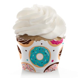Donut Worry, Let's Party - Doughnut Party Decorations - Party Cupcake Wrappers - Set of 12