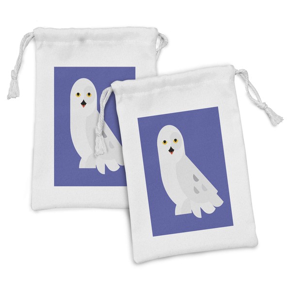 Ambesonne Owl Fabric Pouch Set of 2, Nocturnal Animal Portrait