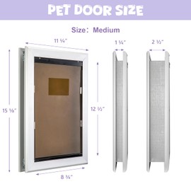 Rseord Durable Pet Door, Aluminum Door for Dog and Pets, Medium Doggie Door with Double Automatic Closing Magnetic Flaps, Ideal for Interior and Exterior Doors, Screen and Wall, Weather Resistant