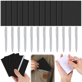 24 Pcs Mini Pocket Notebook Set, 2.5" x 4" Small Kraft Notebook Ballpoint Pen Bulk, Tiny Blank Paper, Mini Journal Sketchbooks Composition for Kids Men Woman School Office Travel Gifts(Black Color)