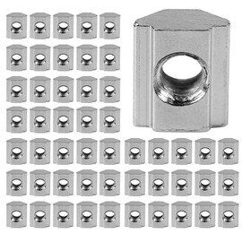 50Pcs T Slot Nut, M5 T Nuts, Hammer Head Nut T Sliding Nuts Series EU Type 20/30 M4/ M5/ M6 Carbon Steel Furniture T Nut Thread Slide in Hammer Head T-Nut for Aluminum Extrusion Profile (EU20-M5)