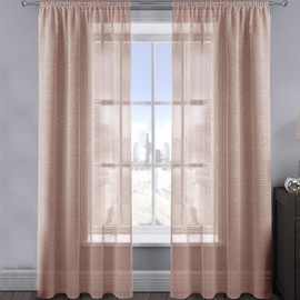 Intimates 2 Panels Woven Shimmer Voile Curtains Window Voile Panels Drapes Treatment for Bedroom and Living (Blush pink, 54" w x 48" d)