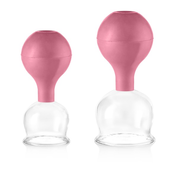 pulox SchrÃ¶pfglas aus Echtglas 2er-Set inkl. Saugball 52 mm & 62 mm, Pink