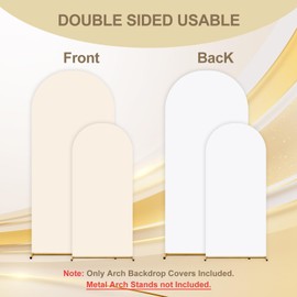 Arch Backdrop Cover Set of 2 （6ft/7.2ft ） Double Color Wedding Arch Cover Spandex Fitted Arch Covers,Round Top Chiara Arch Backdrop Cover for Baby Party Birthday Banquet Shower (White+Cream)