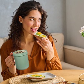 BESTYASH Oatmeal Cup with Cover Microwave Safe Soup Mug with Spoon for Ramen Cereal and Hot Drinks Ideal for Home Office and on-the-Go