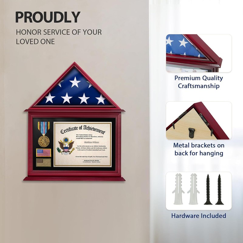 ASmileIndeep Flag Display Case Box for Folded 3'x5' American Flag
