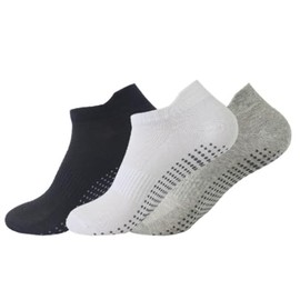 3 Pairs Yoga Socks for Women with Grips for Women - Anti-Skid Ankle Trainer Socks with Grips for Pilates, Ballet, Dance, Barre, Hospital Use Comfortable & Breathable ， Fits UK Sizes 4-7