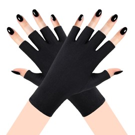 Lufdegim 1 Pair of UV Nail Gloves, Fingerless Manicure Gloves for Women, Fingerless Mitten UV Glove 23 x 10 cm, Professional Manicure Gloves (Black)