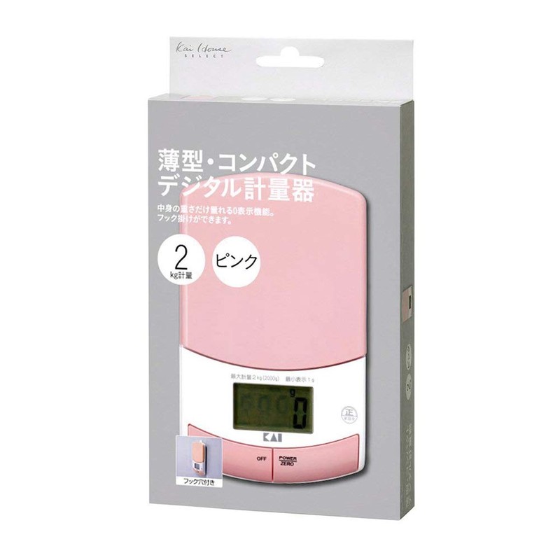 貝印 KAI 薄型 デジタル スケール (2kg 計量) ピンク kai house